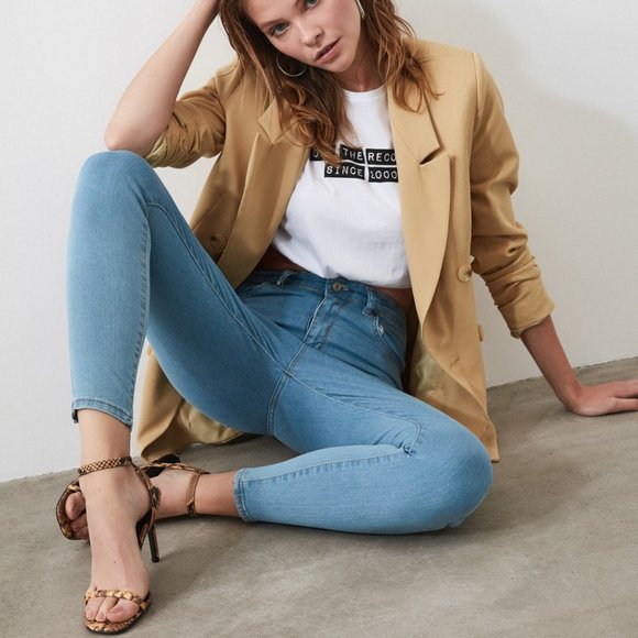 High Waist Blue Skinny Jean Small - Picture 5 of 7